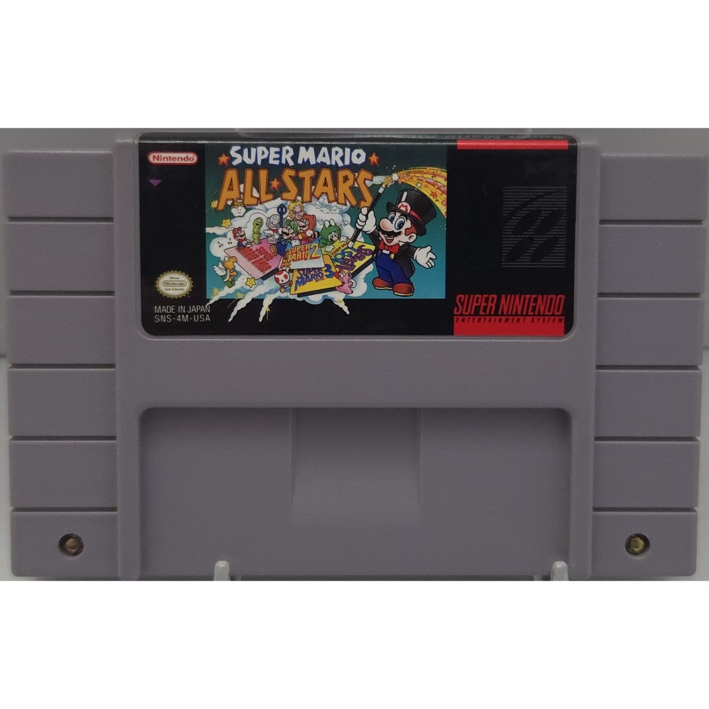 Nintendo SNS-4M-USA Super Mario All-Stars SNES Game Cartridge NTSC-U 08‎ Stamp